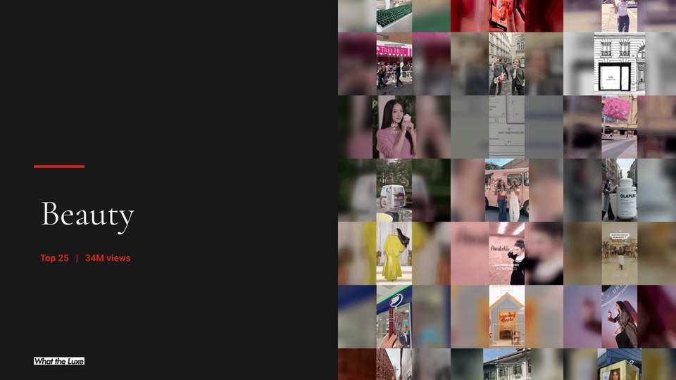 Sample slide: the Beauty section, 25 campaigns and 34M views